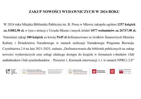 Zakup nowości wydawniczych w  2024 r.