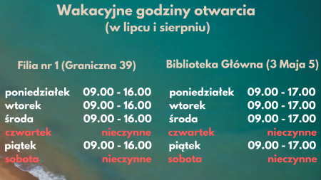 Wakacyjne godziny otwarcia naszych placówek 