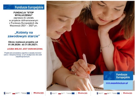 Informacja o projekcie ''Kobiety na zawodowym starcie'' nr FEMA.06.04-IP.02-0BS1/25