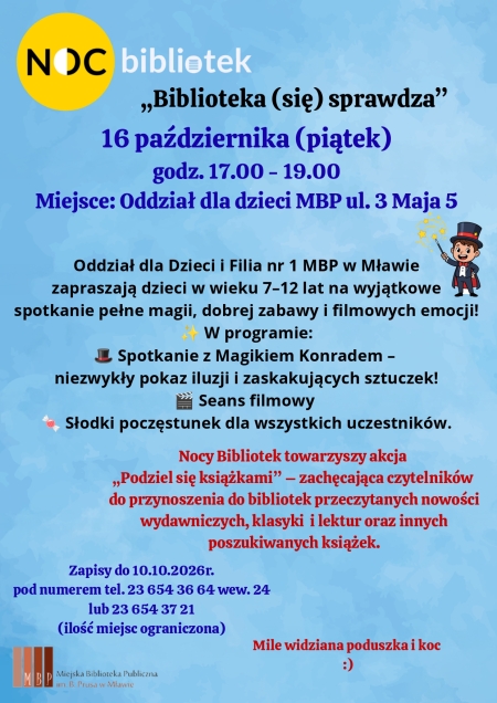 Zapraszamy dzieci na Noc Bibliotek